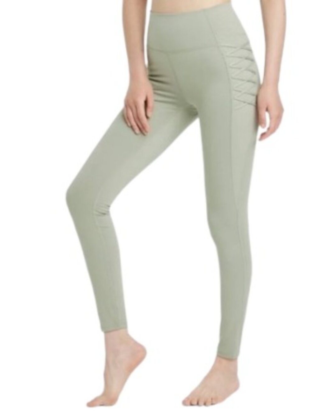 All In Motion Womens Brush Sculpt Corded High Rise Legging In Light Green XL New